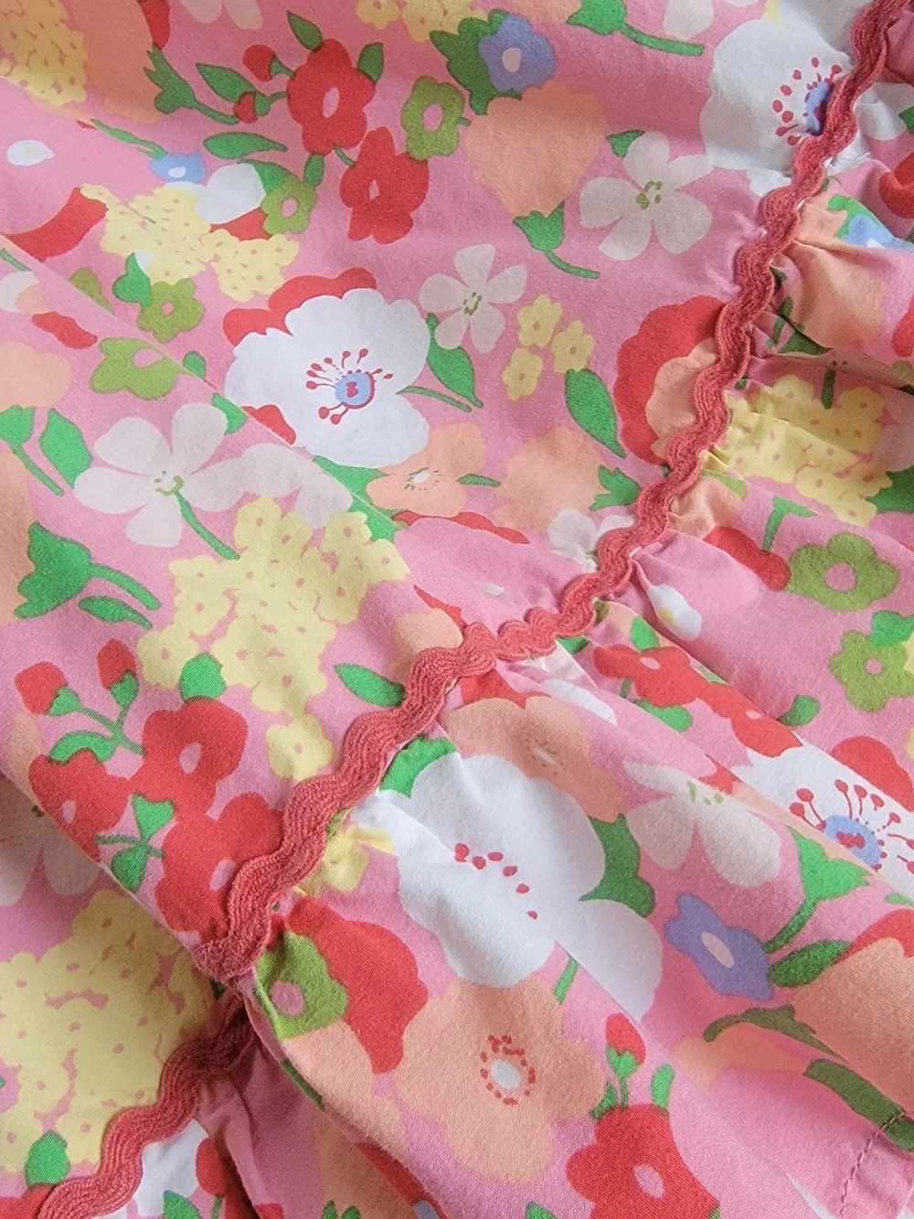 Matilda Jane Girls Pink Floral Good Luck Charm Puff Sleeves Smocked Dress Size 8